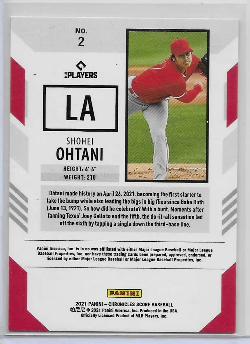 Shohei Ohtani 2021 Panini Chronicles #2 Score Los Angeles Angels (1251) - Baseball Card Single