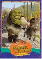 Green ogre-like character with large ears and donkey on Shrek the Third internet exclusive promo card