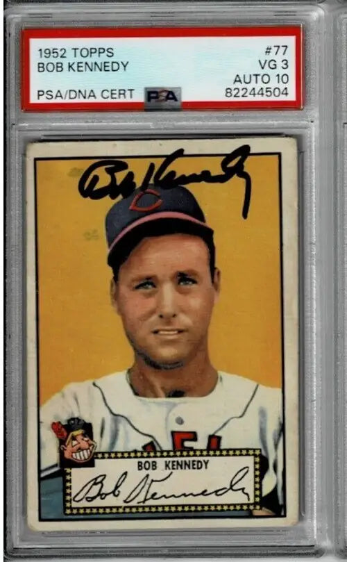 Graded 1952 Topps Bob Kennedy signed baseball card for Cleveland Indians trading cards