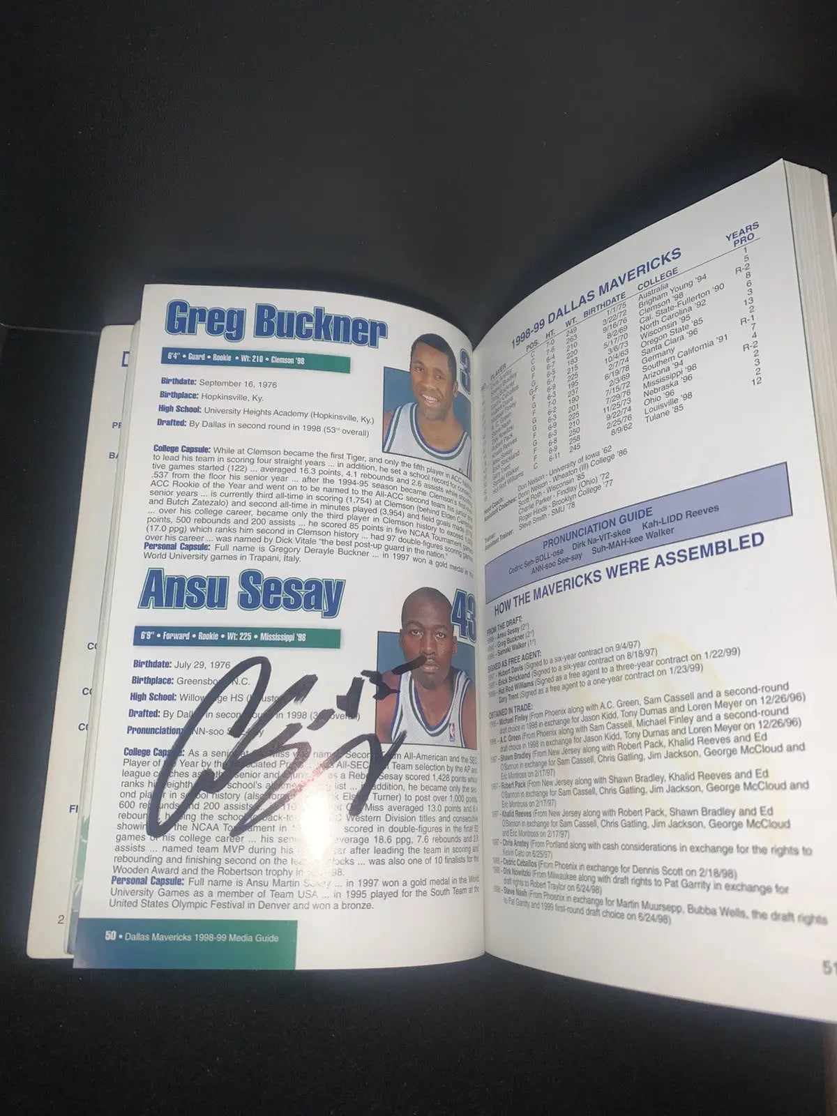 Autographed 1998 Dallas Mavericks Media Guide featuring Dirk Nowitzki and Steve Nash