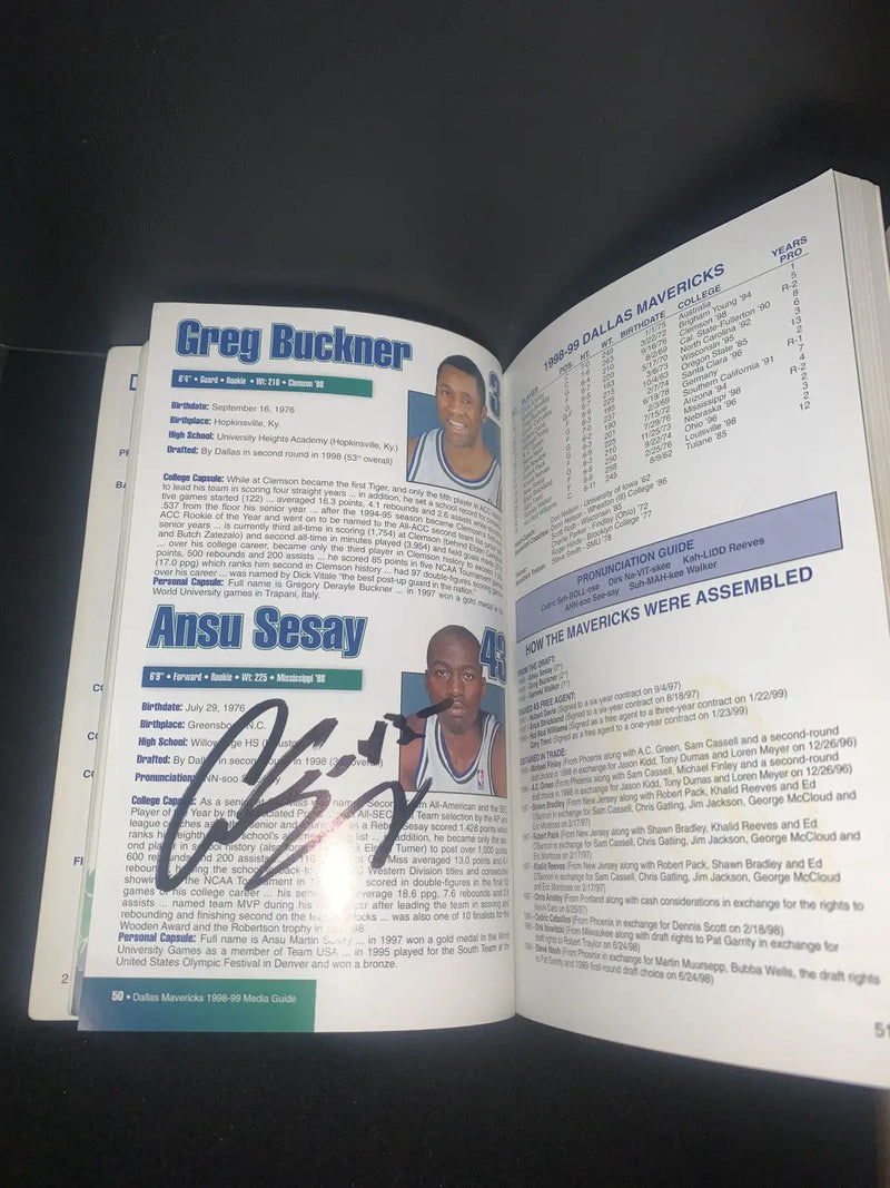 Autographed 1998 Dallas Mavericks Media Guide featuring Dirk Nowitzki and Steve Nash