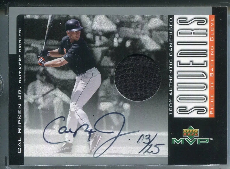 Signed Cal Ripken Jr 2001 Upper Deck MVP Souvenirs Glove #SG-CR Auto #3/25 - Baseball Card Single