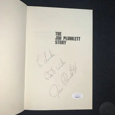 Autographed Jim Plunkett Story script from the Plunkett Story book with JSA authentic signature