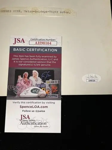JSA authentication card for Signed KEENAN WYNN Vintage 8x10 Photo Auto