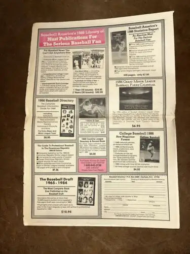 Signed March 1986 Baseball America Newspaper featuring Wally Joyner and Todd Worrell autos