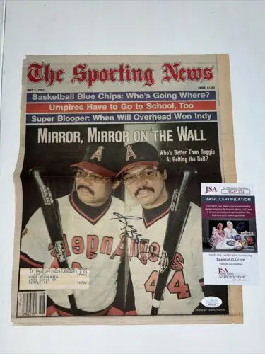 Signed The Sporting News magazine featuring Reggie Jackson auto JSA collectible item