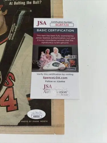 Autographed Reggie Jackson poster with JSA certification for Jackson Auto JSA collection
