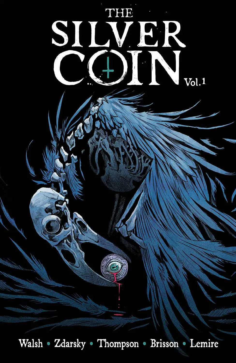 Horror comic book cover featuring Silver Coin TP Vol 01 trading cards