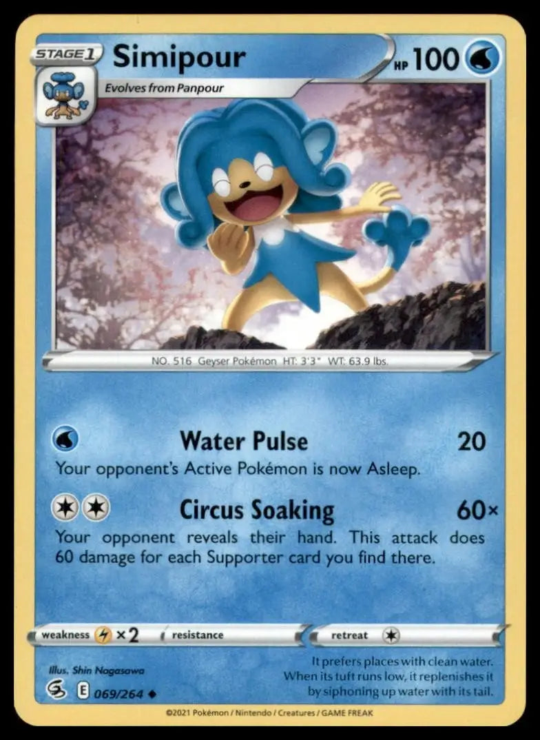 Simipour 069/264 Swsh08: Fusion Strike Regular Pokemon - Pokémon Card Single