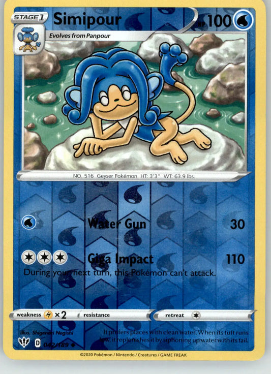 Simipour - Darkness Ablaze - 042/189 - Reverse Holo LP Pokemon - Pokémon Card Single