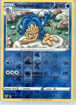 Simipour - SWSH03: Darkness Ablaze - 042/189 - Reverse Holo LP - Pokémon Card Single