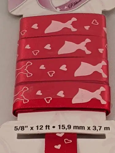 Red dress ribbons with heart pattern and original gloss rick rack for Valentine’s Day