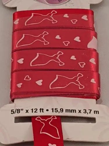 Original gloss red dress ribbons with white dress and heart pattern rick rack for Valentine’s Day