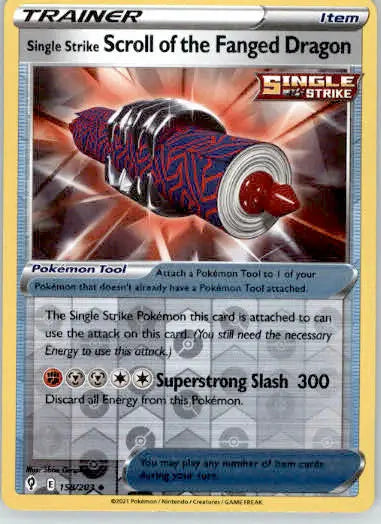 Single Strike Scroll of the Fanged Dragon Evolving Skies 158/203 Rev Holo LP - Pokémon Card Single