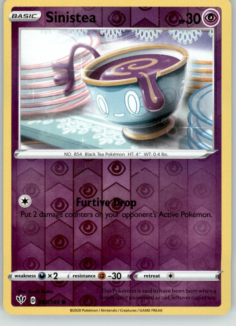 Sinistea - Darkness Ablaze - 082/189 - Reverse Holo LP Pokemon - Pokémon Card Single