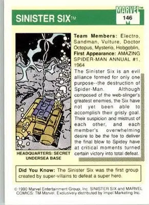 Sinister Six - Marvel 1990 Universe - 146 - Base NM - Marvel Card Single