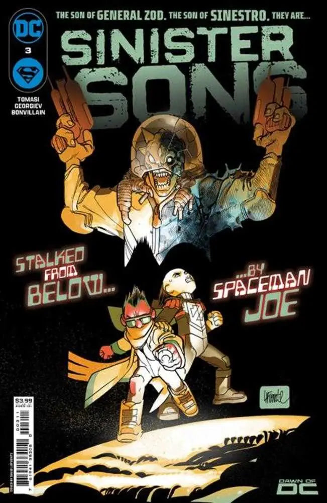Sinister Sons #3 comic book cover with a menacing figure and smaller character featured