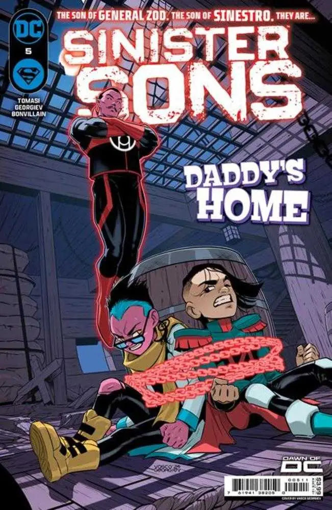 Sinister Sons #5 cover art featuring a dramatic character confrontation in a dark setting