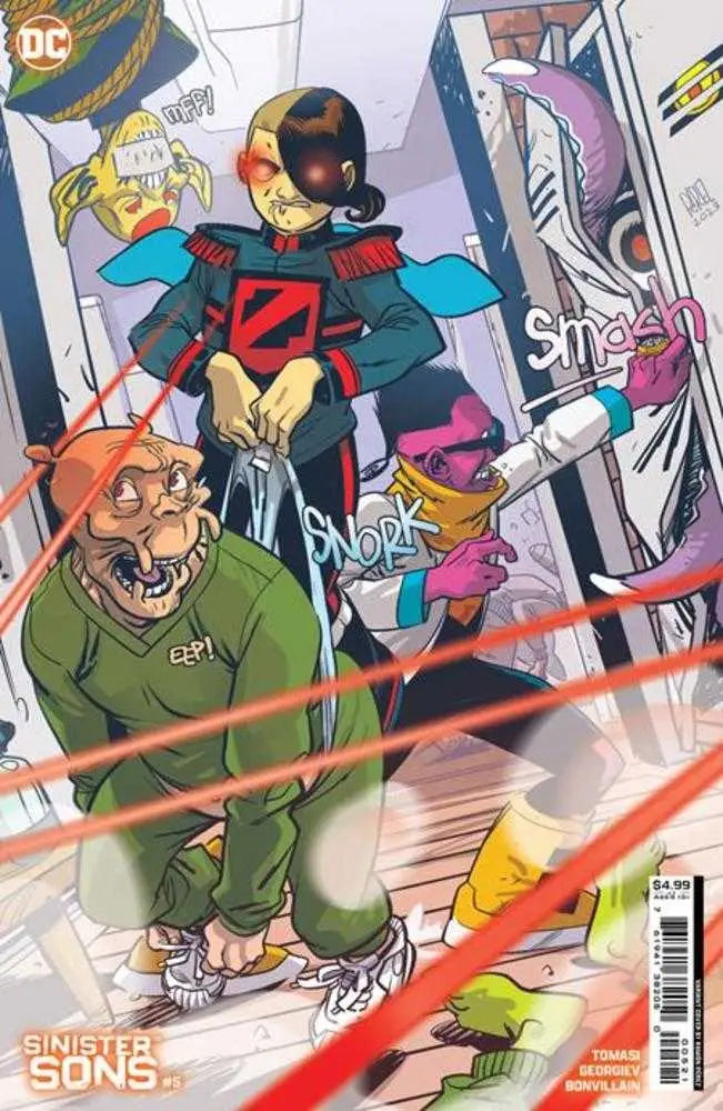 Comic book cover of Sinister Sons #5 featuring vibrant action and dynamic characters