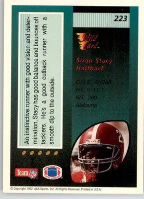 Siran Stacy - 1992 Wild Card - #223 - RC Football - Football Card Single