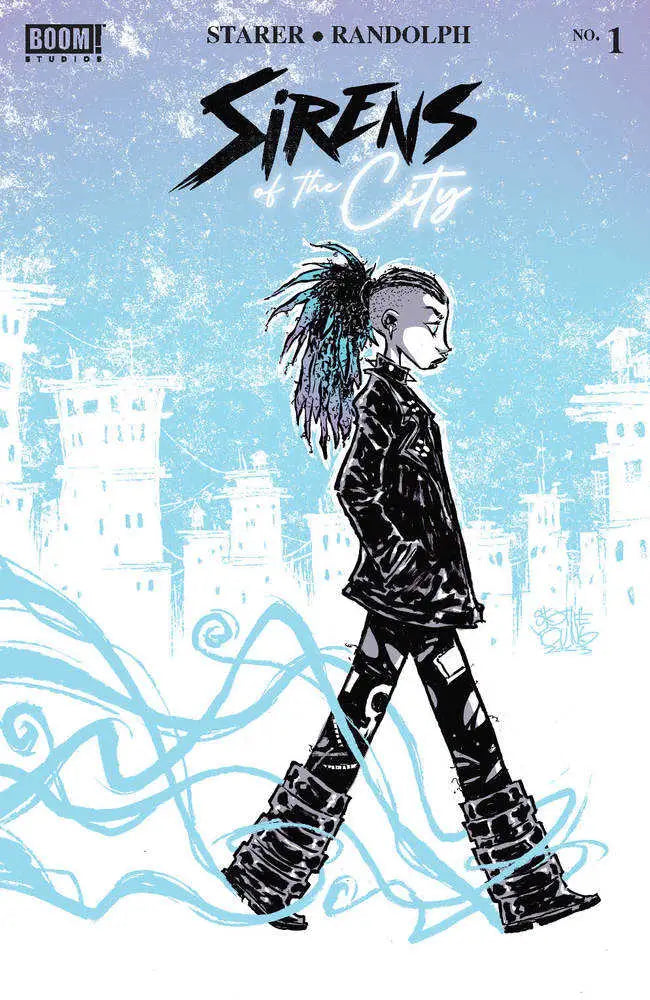 Punk figure in leather jacket on Sirens Of The City #1 trading cards cover art