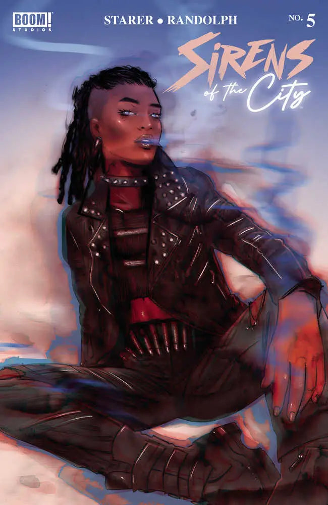 Comic book cover of Sirens Of The City #5 featuring a figure in leather, perfect for trading cards