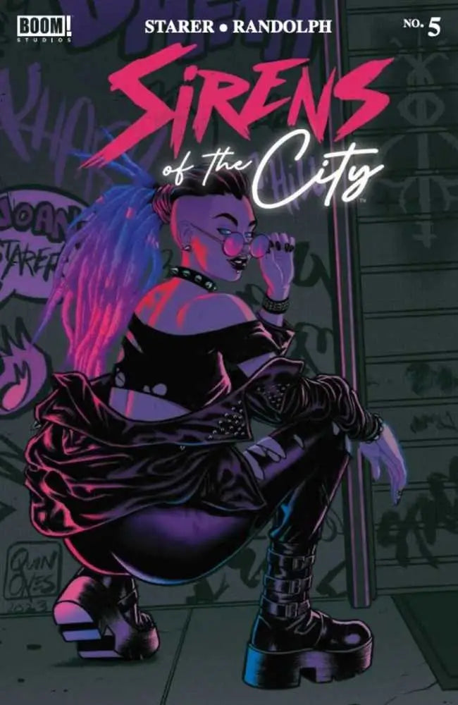 Comic book cover for Sirens of the City #5 featuring gothic figure in punk attire