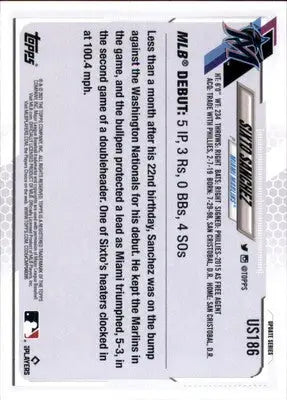 Sixto Sanchez 2021 Topps Update #US186 Miami Marlins - Baseball Card Single