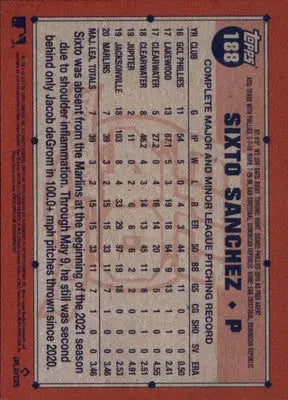 Sixto Sanchez Rookie 2021 Topps Archives #188 Miami Marlins - Baseball Card Single