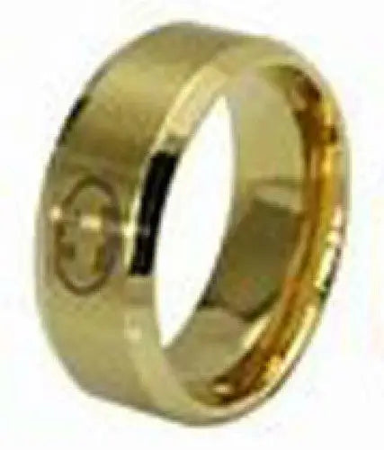 Size 10 1/4 Ring Gold Stainless Steel Engraved Batman band - Apparel