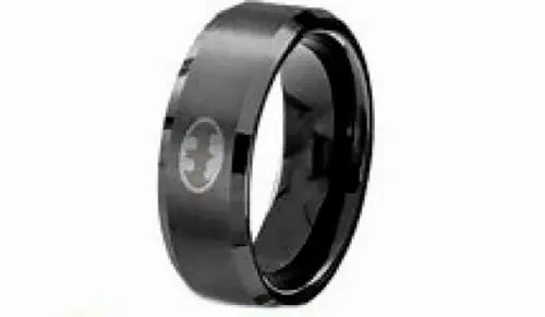 Size 11 3/4 Ring Black Stainless Steel Engraved Batman - Apparel