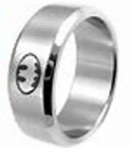 Size 11 3/4 Ring Silver Stainless Steel Engraved Batman band - Entertainment Memorabilia