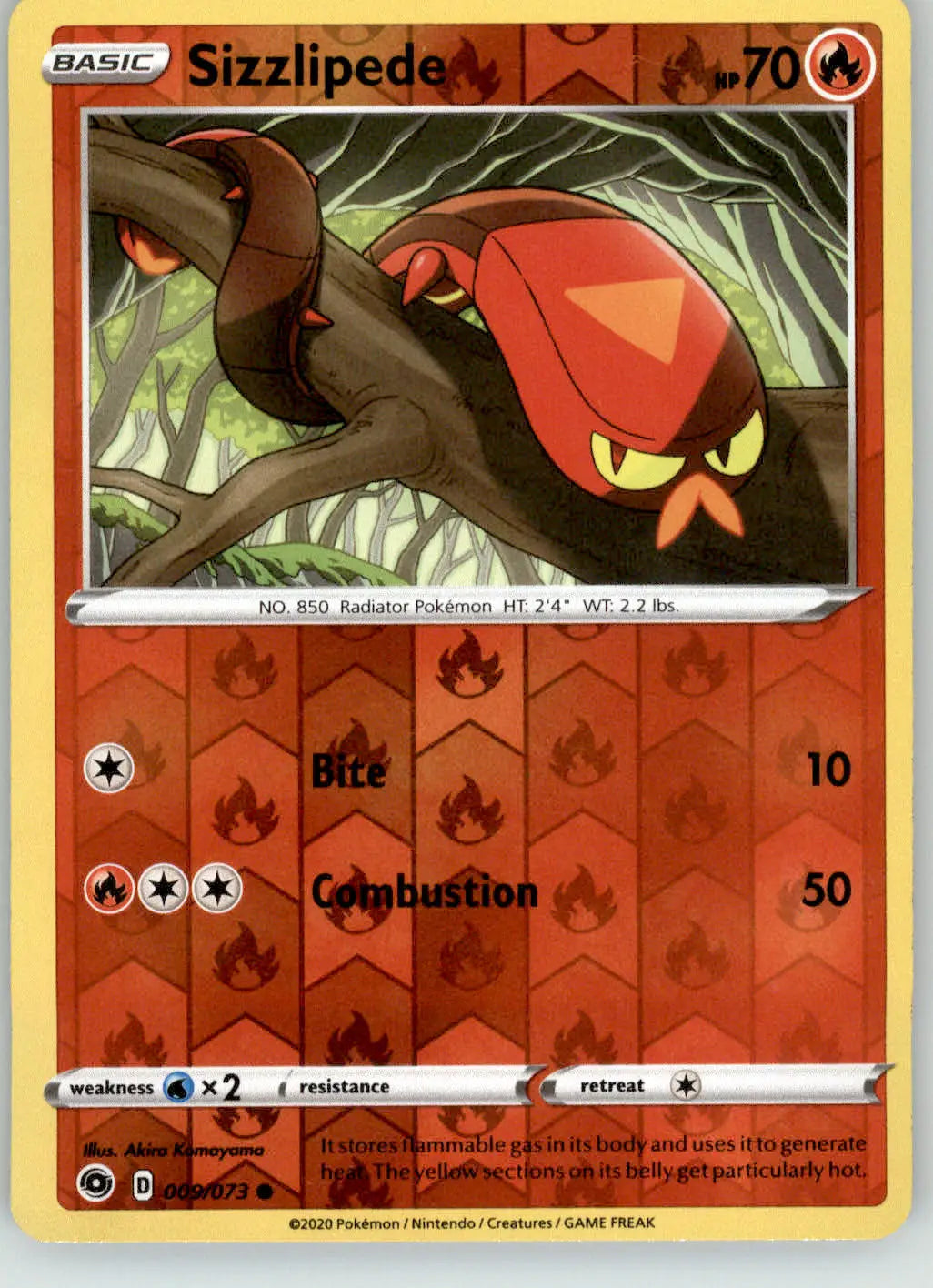 Sizzlipede - Sword & Shield Base Set - 037/202 - Reverse Holo LP Pokemon - Pokémon Card Single