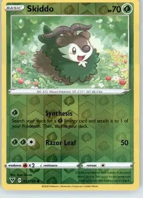Skiddo - SWSH04: Vivid Voltage - 017/185 - Reverse Holo LP - Pokémon Card Single