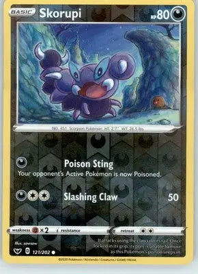Skorupi - SWSH01: Sword & Shield Base Set - 121/202 - Reverse Holo LP - Pokémon Card Single