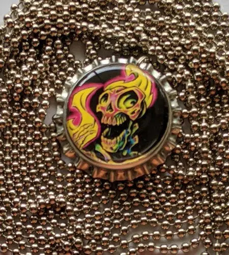 Skull bottle cap pendant necklace - Apparel
