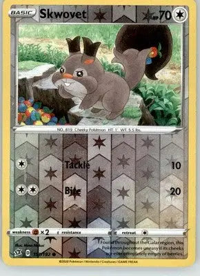 Skwovet - Rebel Clash - 151/192 - Reverse Holo LP Pokemon - Pokémon Card Single