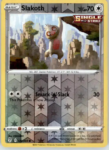 Slakoth - SWSH07: Evolving Skies - 129/203 - Reverse Holo LP - Pokémon Card Single