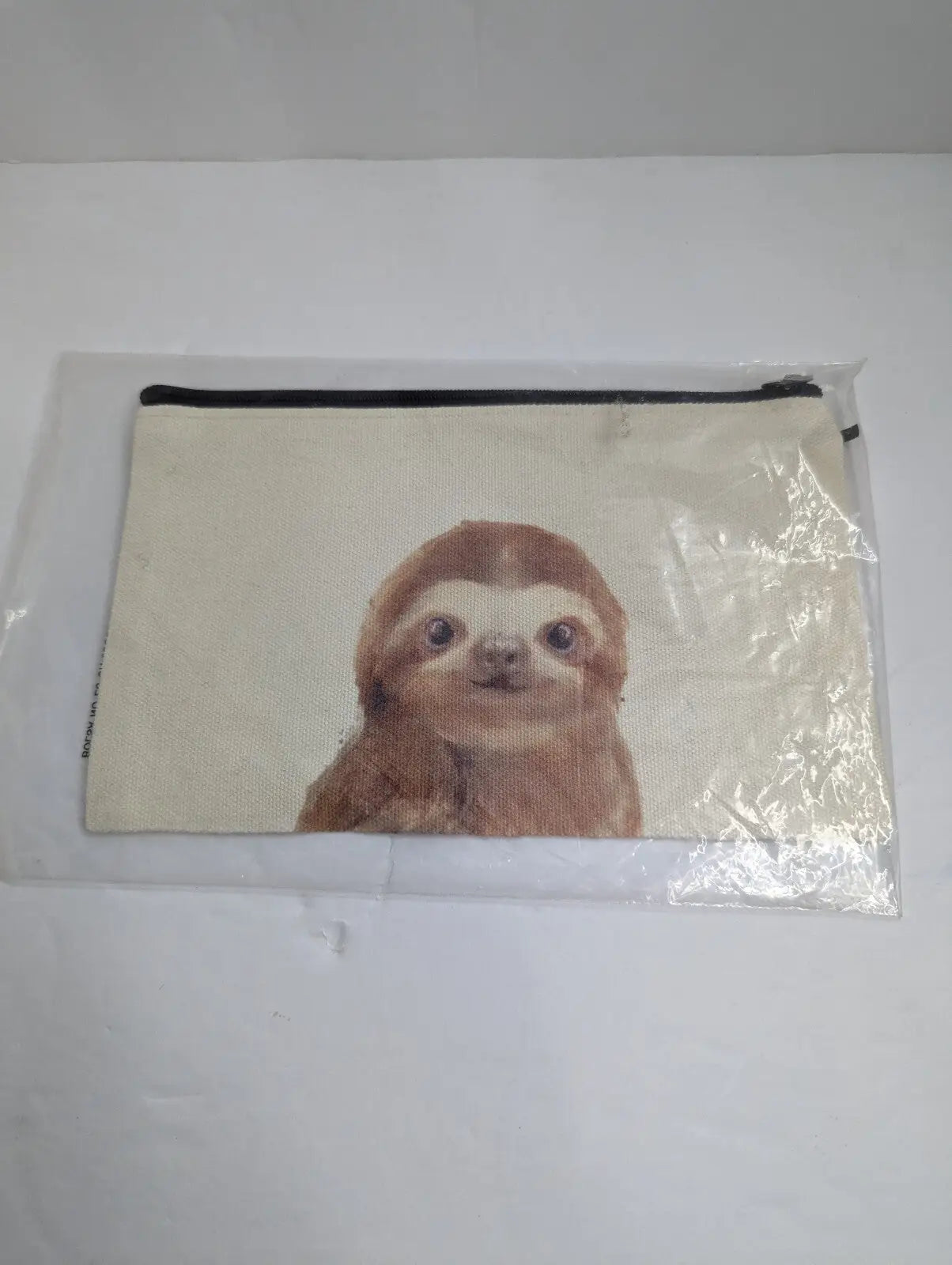 Sloth Cosmetic Bag Beige Zipper Pouch 8 x 5’’ NIP - General Merchandise