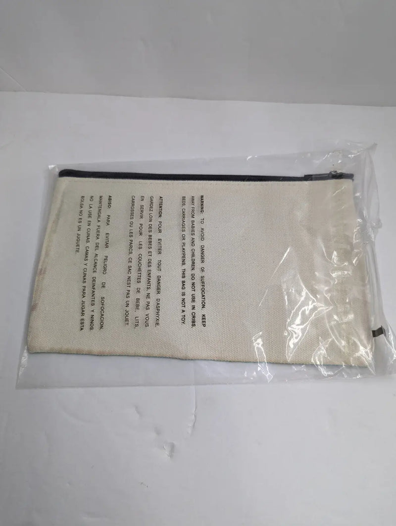 Zippered Canvas Pouch in Plastic Wrap Sloth Cosmetic Bag Green Beige 8 x 5 inches