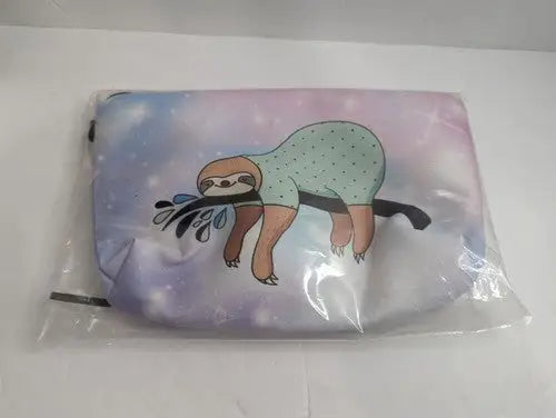 Sloth cosmetic bag pink starry sleep pouch in plastic wrap for sale