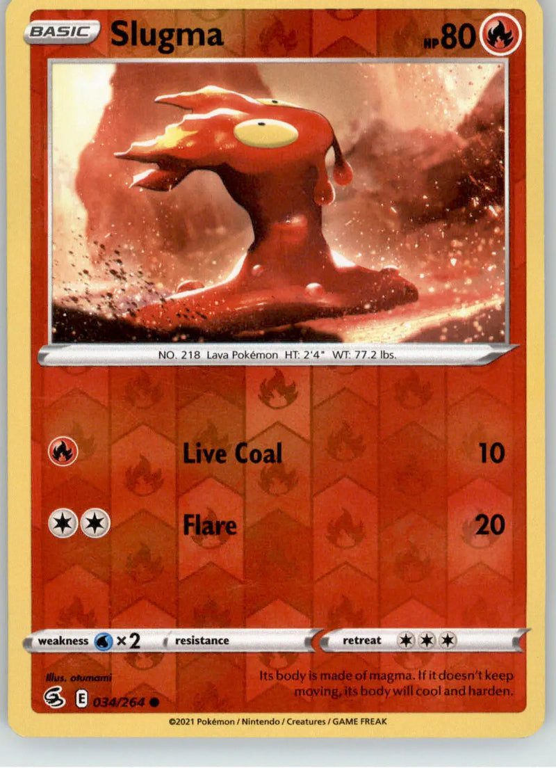 Slugma - Fusion Strike - 034/264 - Reverse Holo LP Pokemon - Pokémon Card Single