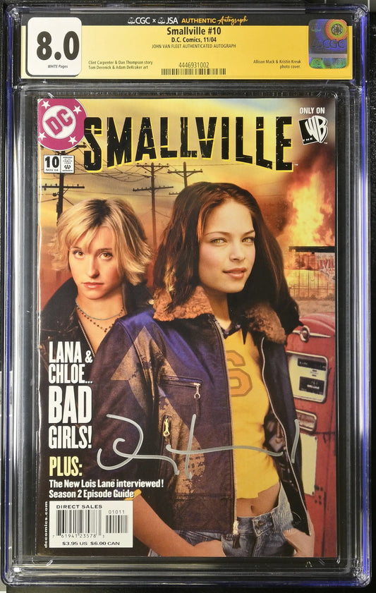 Smallville 10 CGC 8.0 Signed by John Van Fleet (Inkworks Embossed) - Comic Book