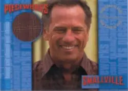 Smiling middle-aged man in dark shirt from Smallville Season 5 Pieceworks Costume Card