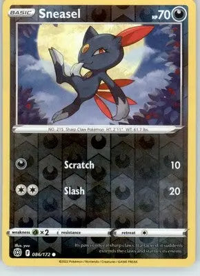 Sneasel - SWSH09: Brilliant Stars - 086/172 - Reverse Holo LP - Pokémon Card Single