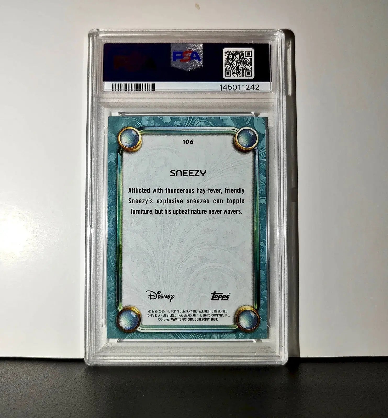Sneezy 2025 Topps Disney #106 Diamond Card Snow White and the Seven Dwarfs PSA 9 - Non-Sports Card Single