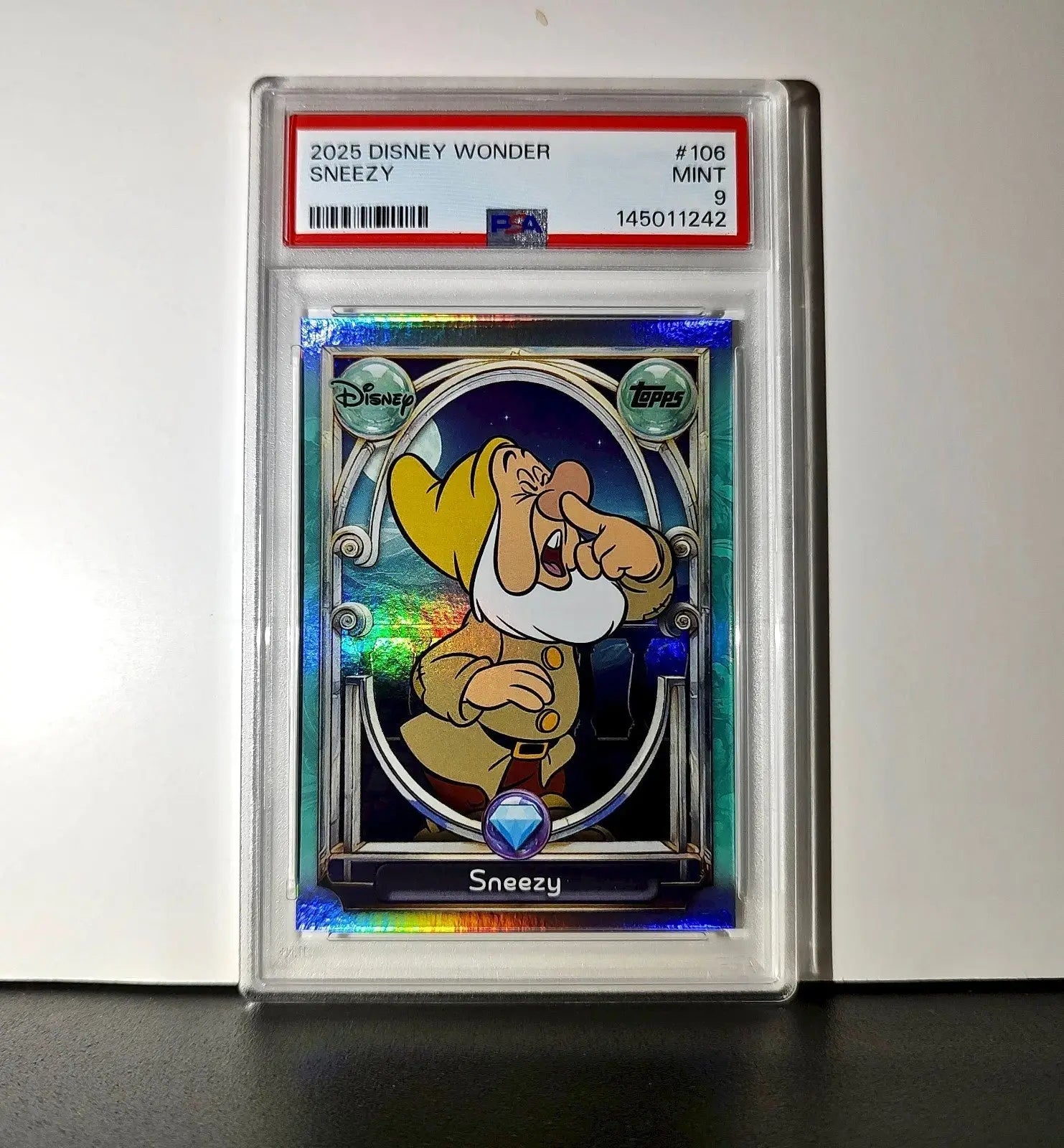Sneezy 2025 Topps Disney #106 Diamond Card Snow White and the Seven Dwarfs PSA 9 - Non-Sports Card Single