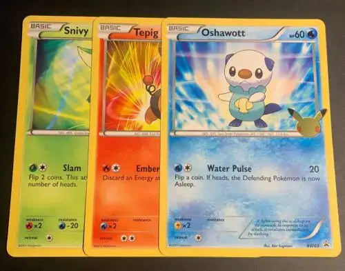 Snivy Tepig Oshawott BW01 BW02 BW03 Jumbo First Partner cards