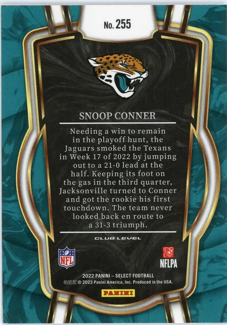Snoop Conner Rookie 2022 Panini Select Club #255 Jacksonville Jaguars Football - Football Card Single