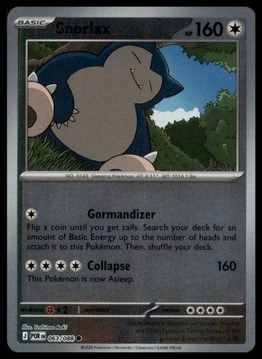 Snorlax 024/088 Mega Evolution Perfect Order Holo Common Pokemon - Pokémon Card Single